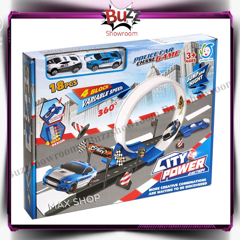 Ejection City Power 22Pcs Racing Track Car Mainan Anak Mobil Balapan