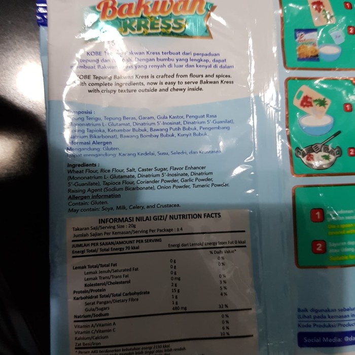

cs01477 Tepung Bumbu Kobe Bakwan Kress 75Gr (Minimal 1 Renceng : 10 Bungkus) Da01D100