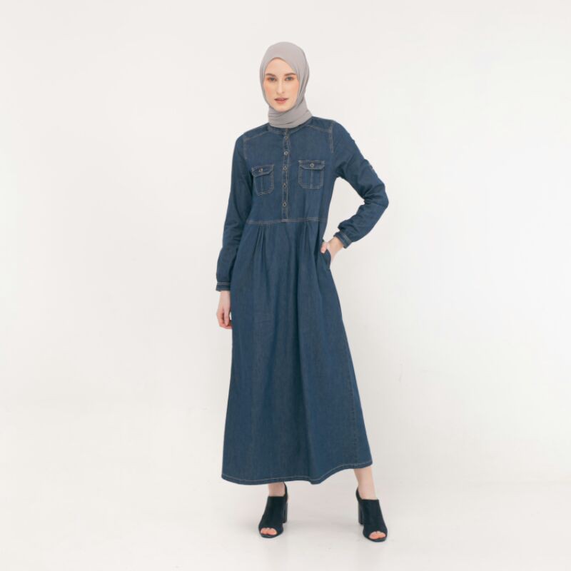 Florin - Gamis Casual Denim Variasi Saku