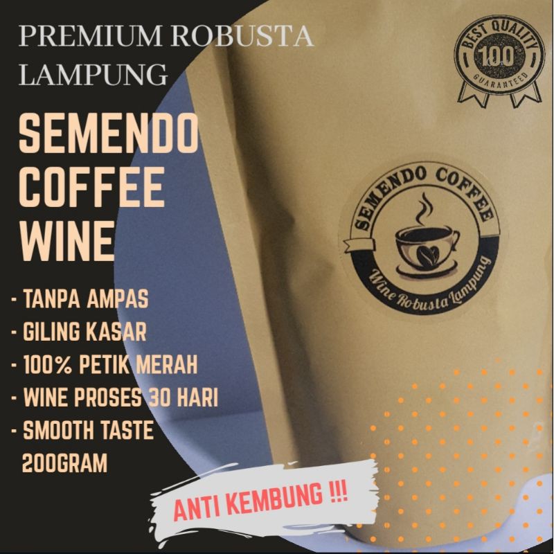 

Kopi wine semendo lampung robusta bubuk hitam premium petik merah murni tanpa ampas wine coffee