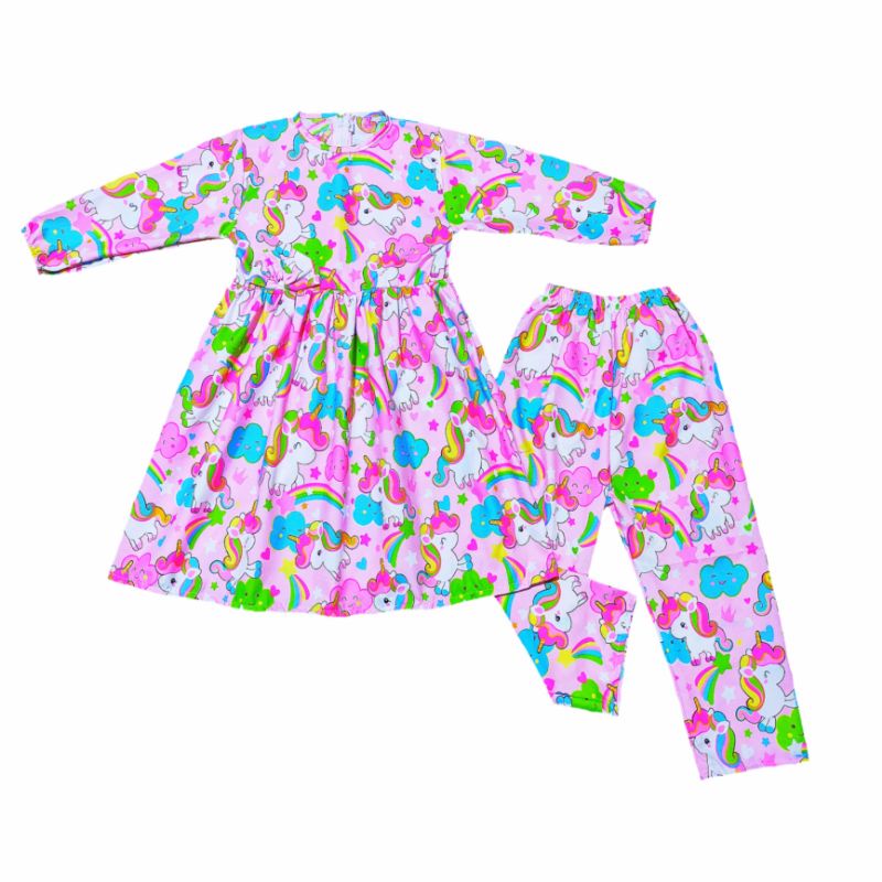 Setelan Tunik Anak Perempuan  Stelan Harian Anak Cewe 2-7 tahun