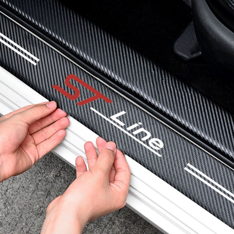 4pcs Stiker Vinyl Pelindung Sill Pintu Mobil Ford Stline Boundary