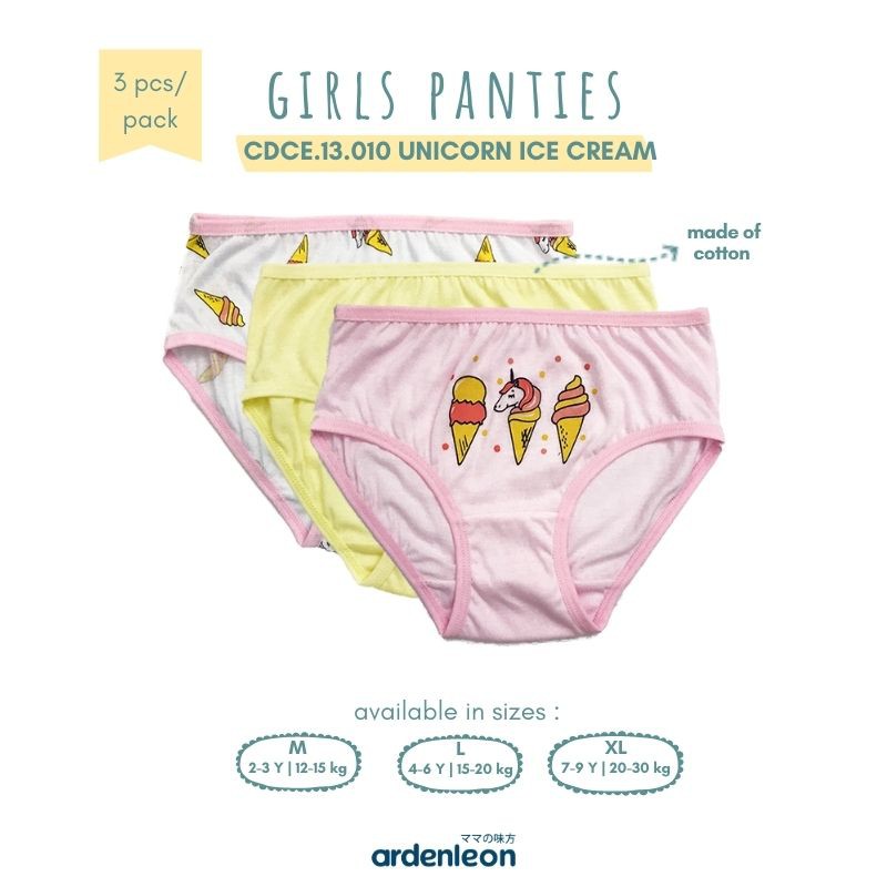 

ARDENLEON (3 pcs) Celana Dalam Anak Girl Unicorn Ice Cream CDCE.13.010