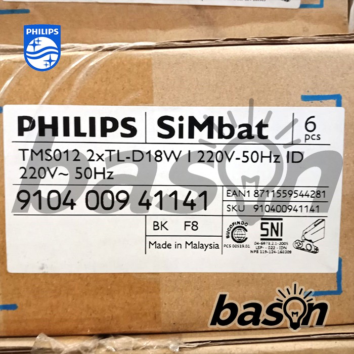 PHILIPS SiMbat TMS012 2xTL-D18W - Rumah Lampu TL