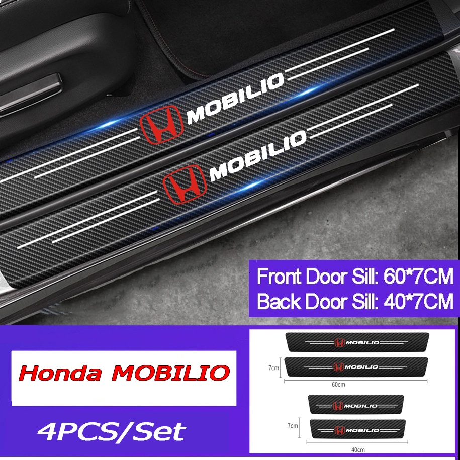 4pcs Stiker Pelindung Pedal Pintu Mobilio HONDA Anti Gores Bahan Kulit Serat Karbon Tebal