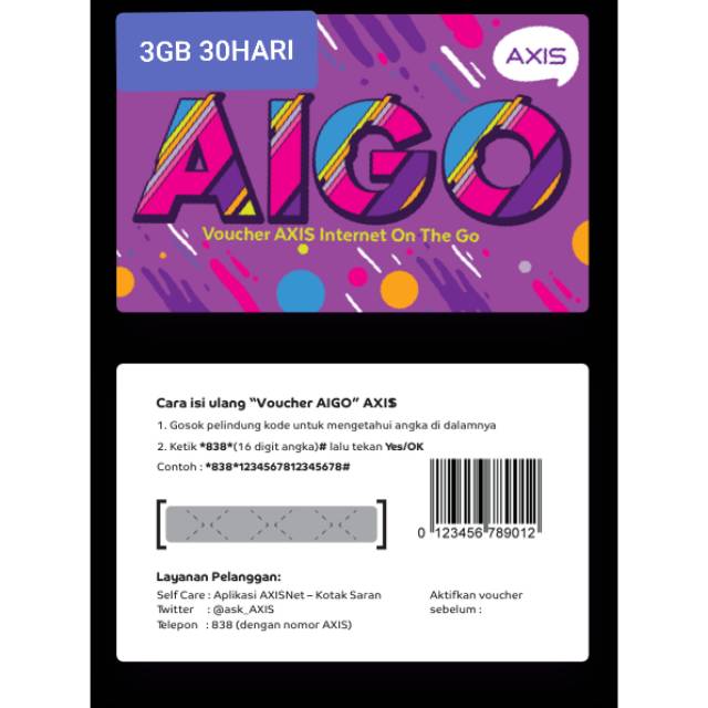 Voucher Axis 3GB 30HARI