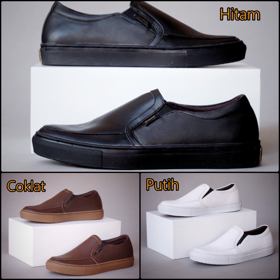 Sepatu Slip On Kulit Asli Original Cevani Manzie Slop Casual Santai Gaya Pria