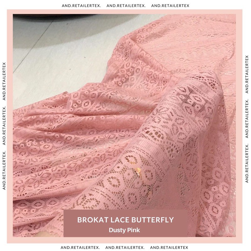 Brokat Lace Butterfly warna dusty pink