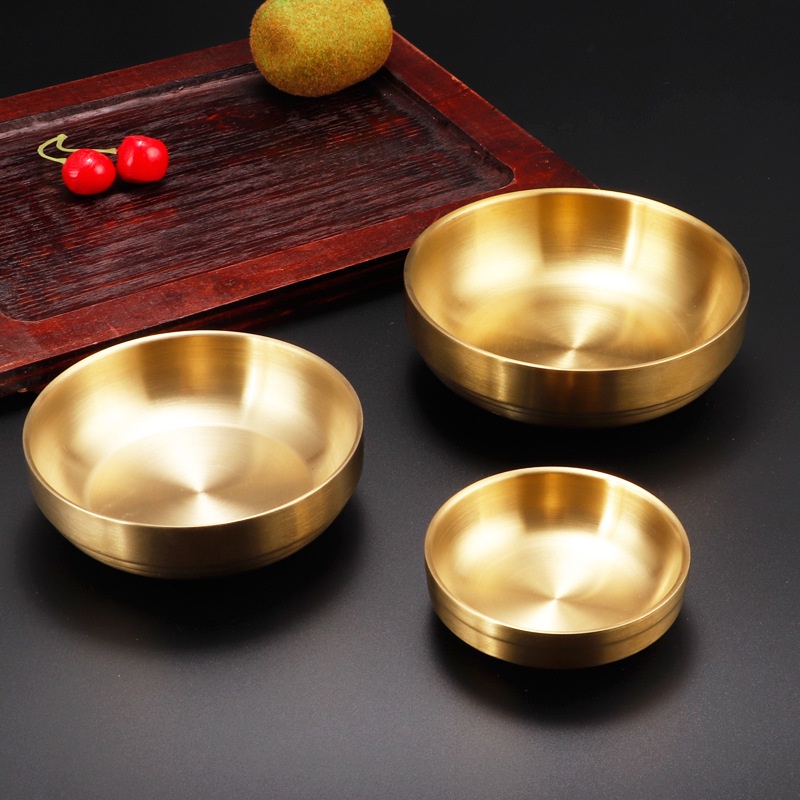 Kingsbakeware MANGKOK KOREA GOLD DOUBLE WALL STAINLESS STEEL 304