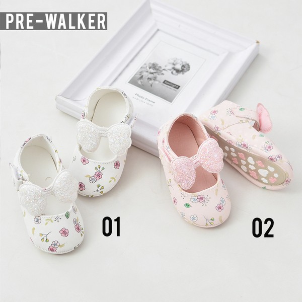 Sepatu Bayi Prewalker Pita Putih Pink - Prewalker Baby Shoes S1103