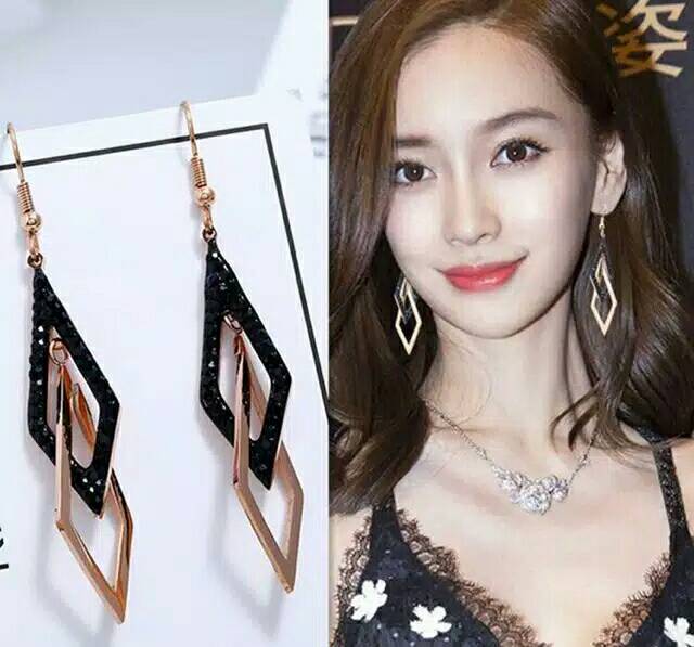 GG Anting Tusuk Fashion Wanita Korea Titanium Lapis Emas 18k#AT-102