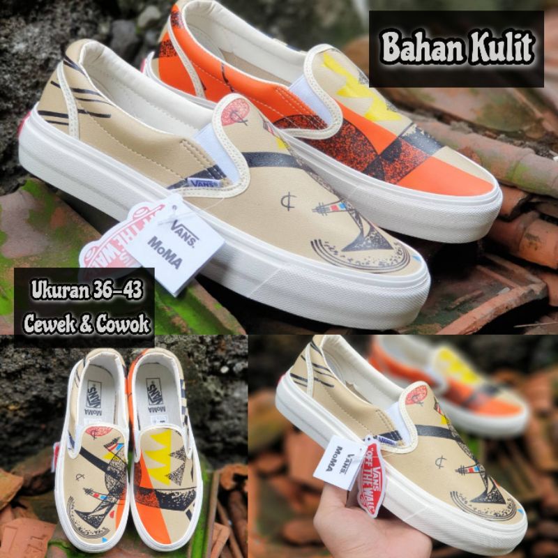 Sepatu Kets Vans MOMA Kulit. Grade Ori. 36-43 Wanita dan Pria. Vans Kulit , Vans MOMA