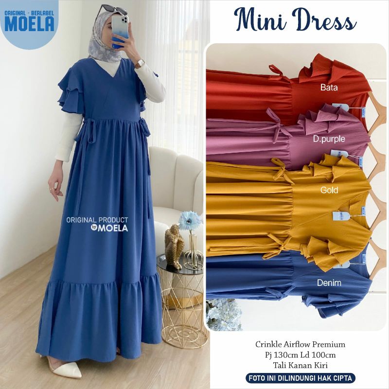 MINI DRESS BY MOELA/ aila yasam relu anka deniv liosa midi by moela/midi dress murah/midi katun