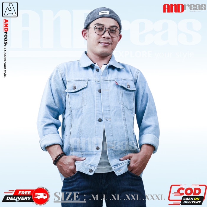 raamaa16 Jaket Jeans Pria Levis Denim Big Size Distro Murah Terbaru 2020 ori CP - Bioblit, M mrh