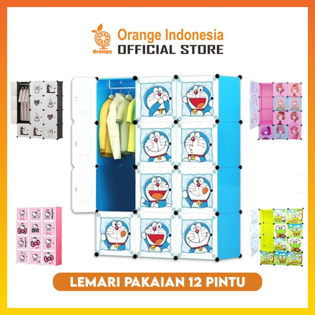 Lemari Penyimpanan Baju Portabel Bongkar Pasang12 Pintu Lemari Plastik Lemari serbaguna WHFURNITURE