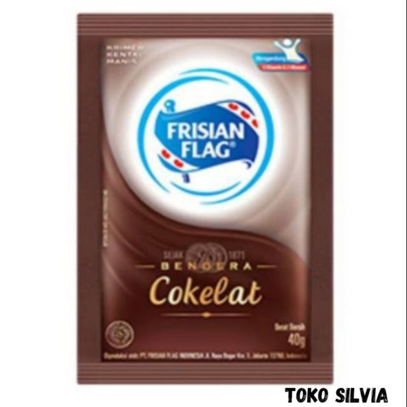 

Susu bendera FRISIAN FLAG coklat sachet 40gr - 1 Renceng (6 sachet)