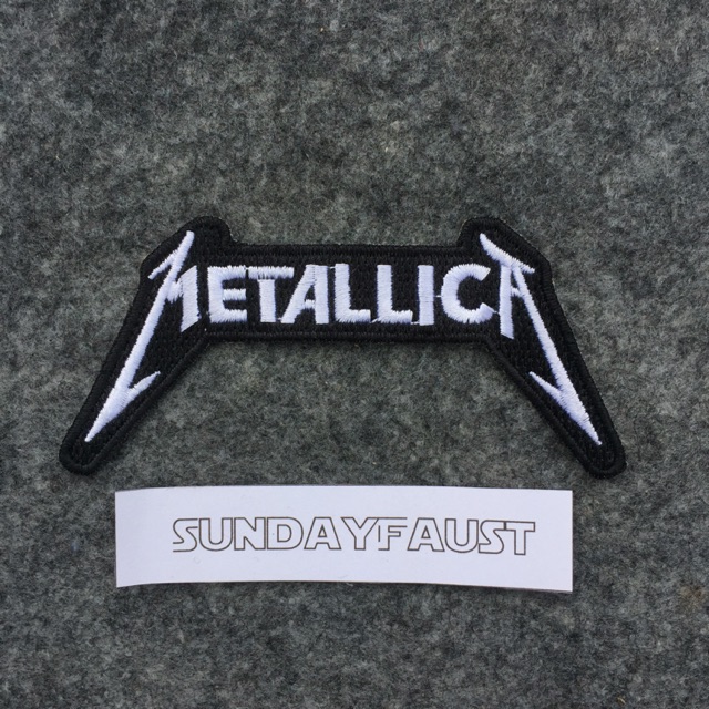Patch/Emblem bordir jahit tulisan Metalica putih