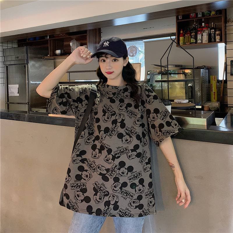 Oversize Tee Tshirt Model Longgar Untuk Wanita Motif Mickey BL