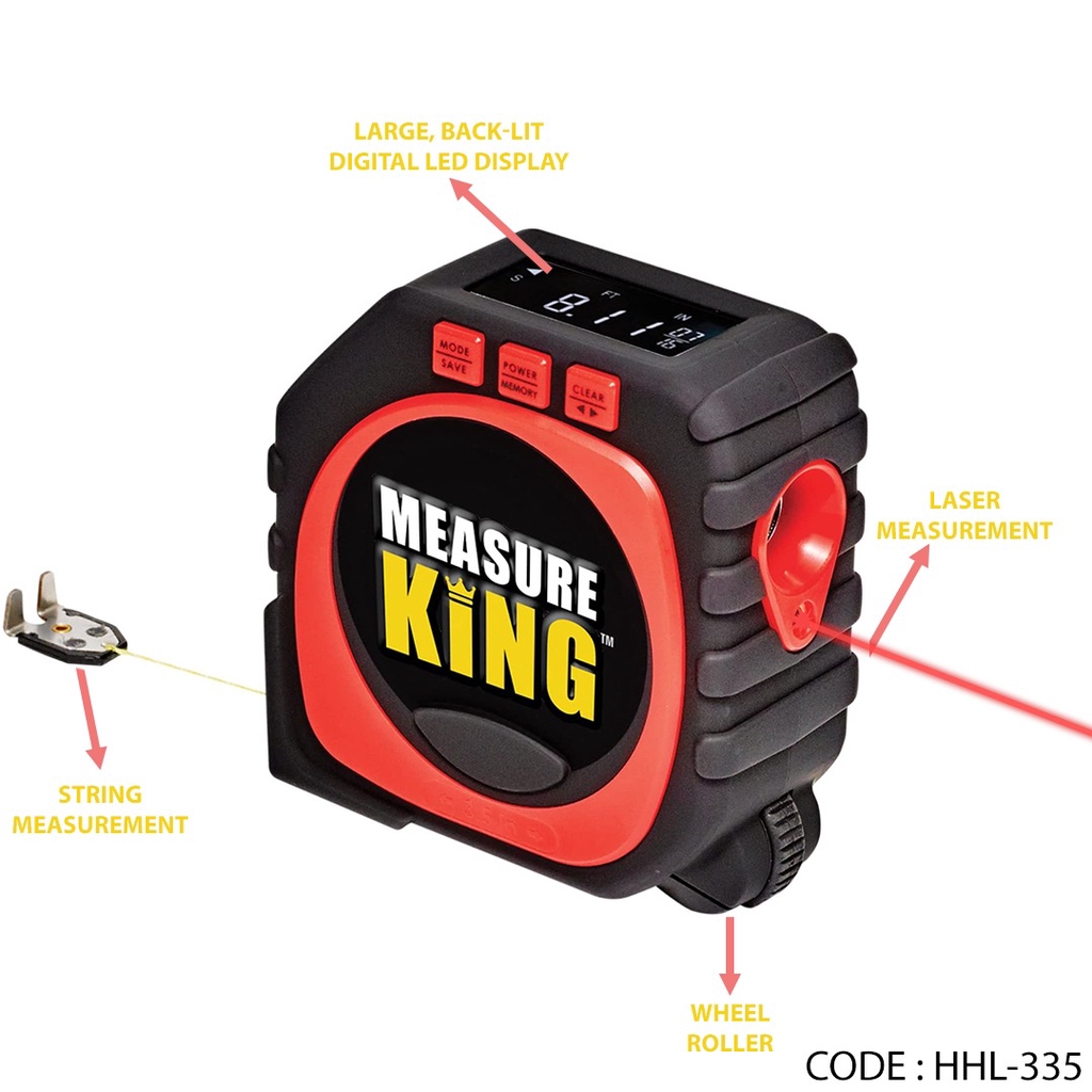 MEASURE KING Meteran Digital 3 in 1 Roller Cord Sonic Mode Laser