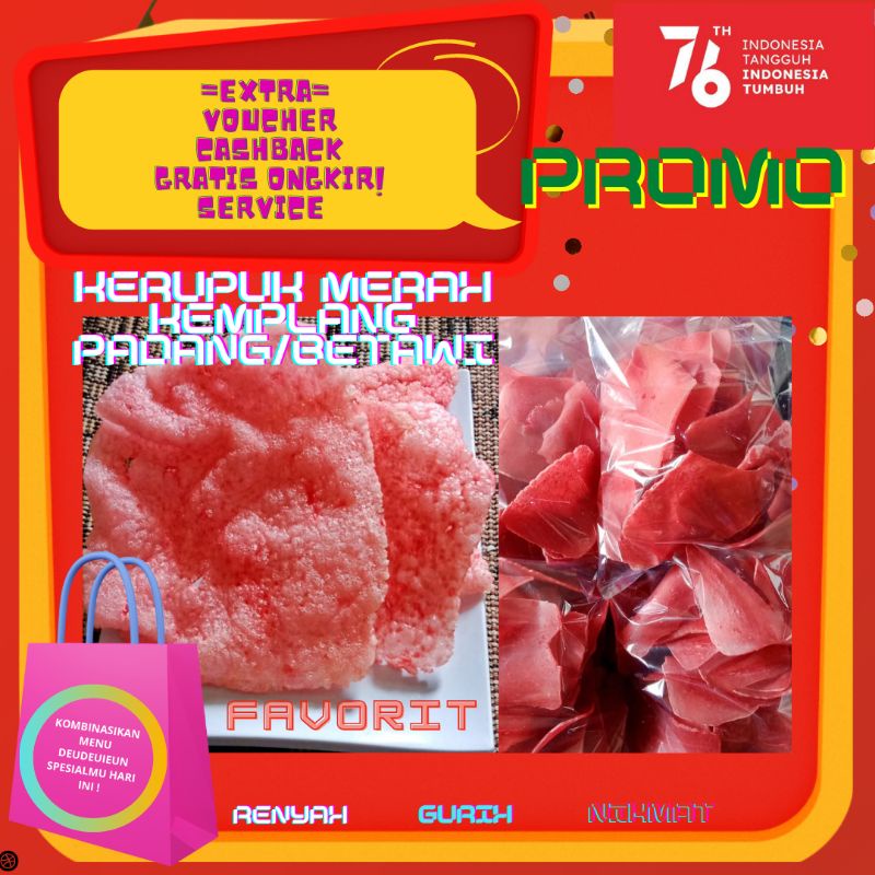 

READY!Kerupuk merah padang/Kerupuk Betawi mentah/Kerupuk Asinan Betawi / Kerupuk padang renyah