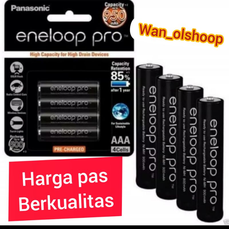 Baterai Eneloop  panasonic Pro Hitam AAA isi 4