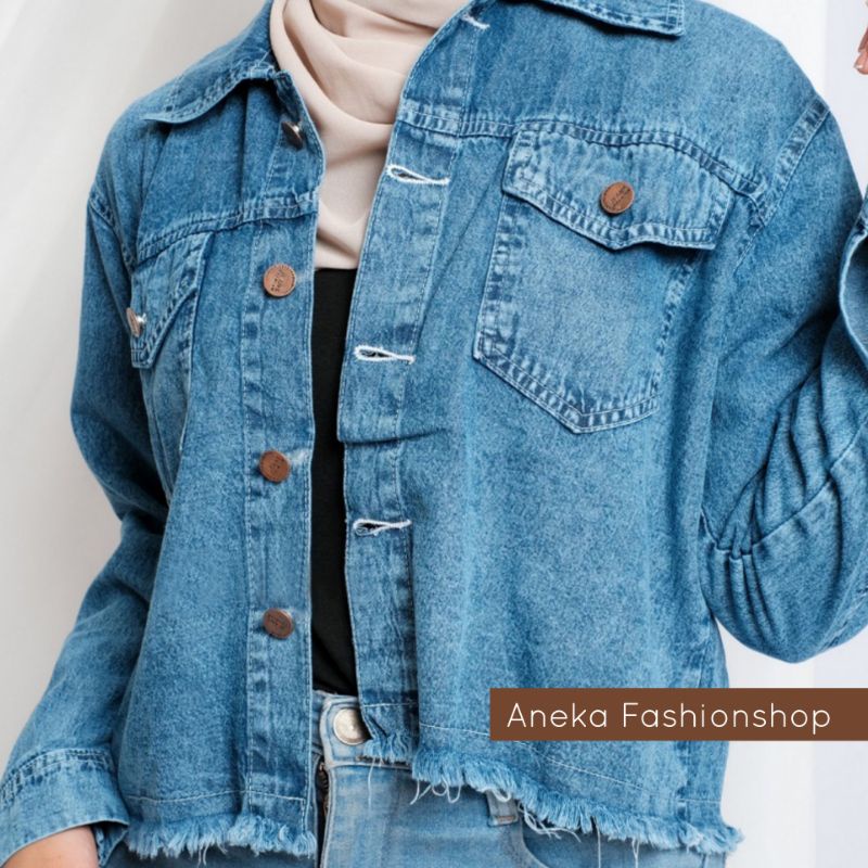 OUTER JEANS CROP RAWIS SNOW // OUTER JEANS WANITA