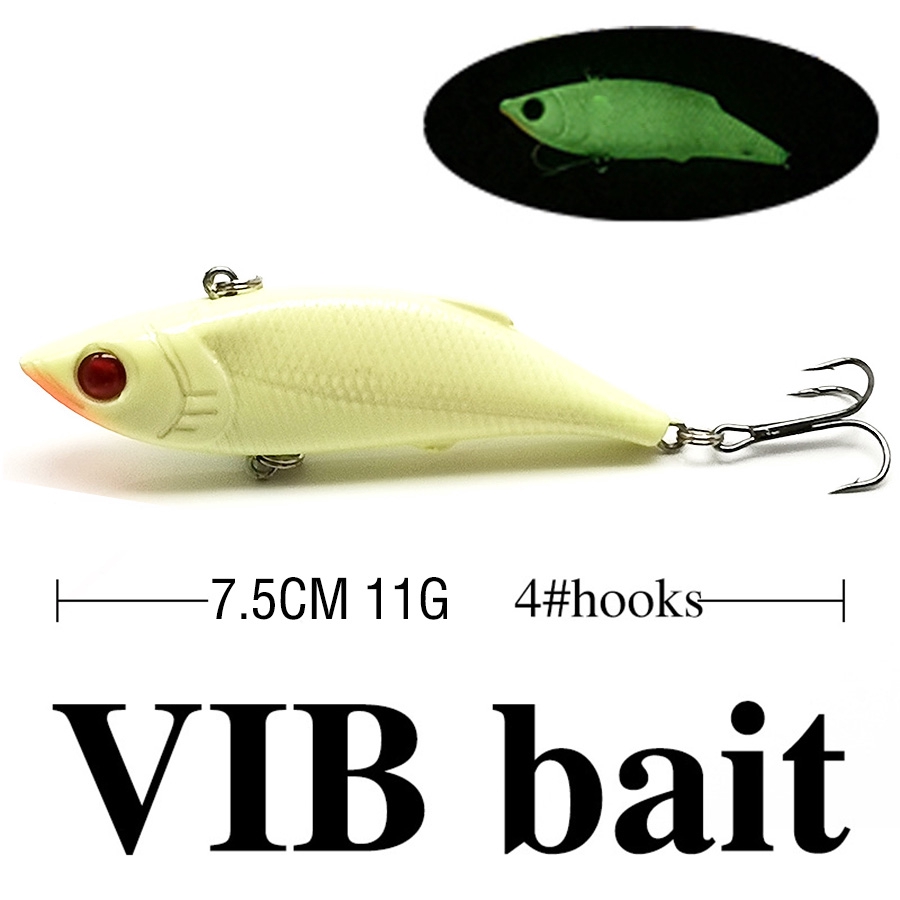 Shengyao 1Pcs Luminous Minnow Fishing Lure Popper Crankbait VIB Pencil Umpan Pancing Ikan Bass Bait Kait Memancing Topwater Floating