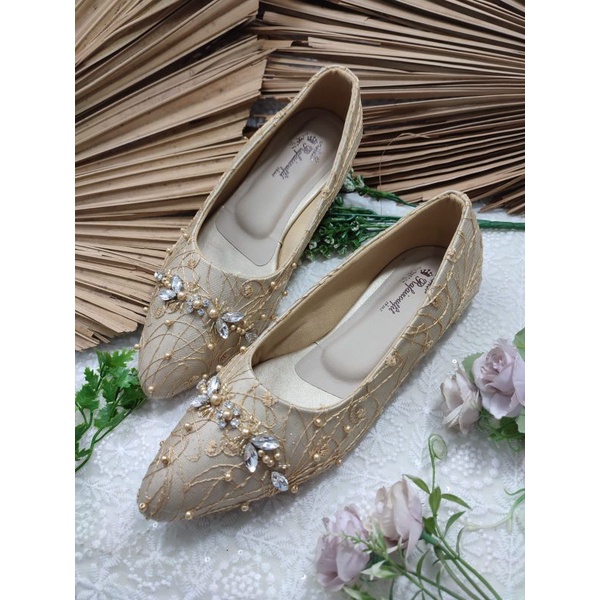 flatshoes rafaizoutfit sepatu wanita tanpa hak zelia gold