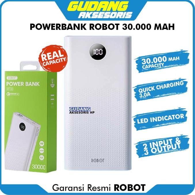 POWER BANK 30000 MAH ROBOT RT30 POWER BANK 30000MAH QUICK CHARGING
