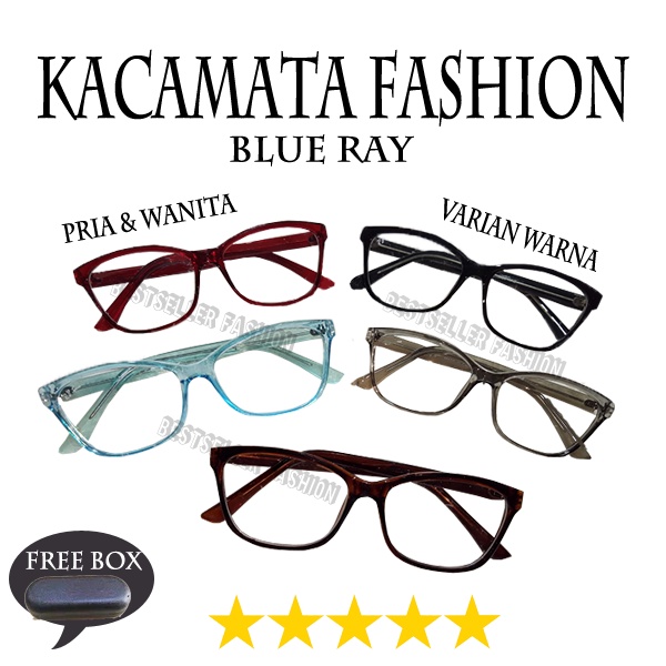 Kacamata Fashion Dewasa Korean Style Lensa Normal Anti Blue/Radiasi Kacamata Pelindung Radiasi Komputer Anti blue Komputer Bingkai Oval Bahan Plastic Untuk Pria Dan Wanita FREECASE