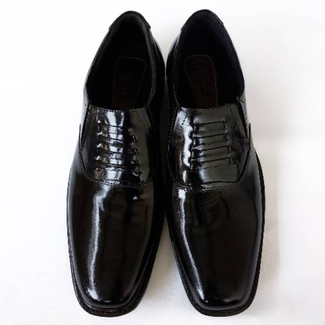 Sepatu kulit CALGARY Hitam Lack Mengkilap Pria Kantor 39 40 41 42 43 44 45 46 47