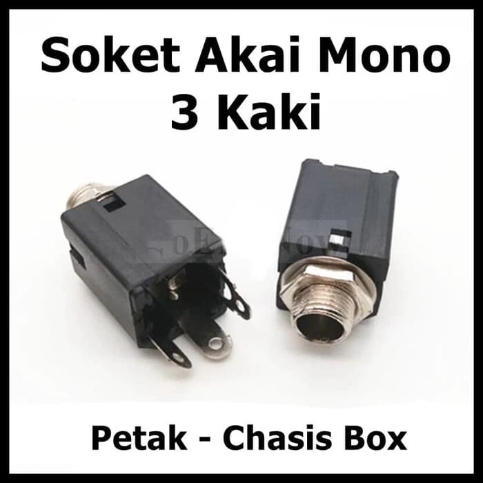 Socket Akai Mono 3 Kaki Pin Body Petak Segi Soket Mic Chassis Box