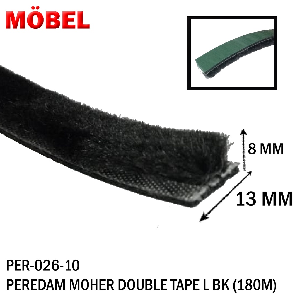 Moher Mohair Lis Penutup Peredam Celah Pintu Doorseal DOUBLETAPE Hitam