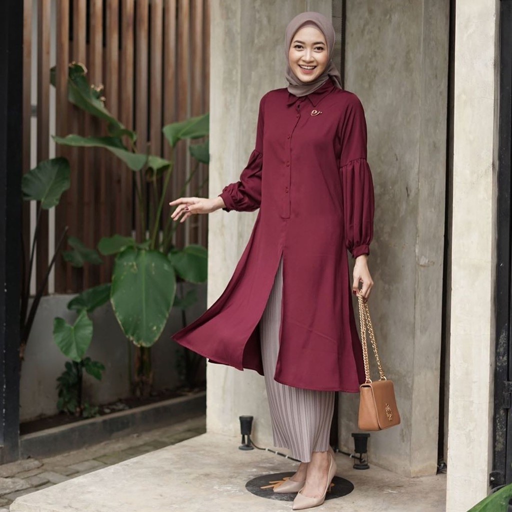 Tunik Wanita Kondangan Gratis Ongkir Korean Style Oversize Motif Modern Y2L5 Terlaris Cod Original M