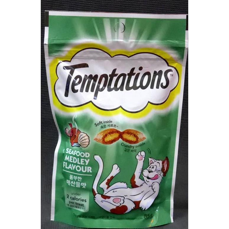 TEMPTATIONS SNACK KUCING TASTY SEAFOOD MEDLEY FLAVOUR 85GR