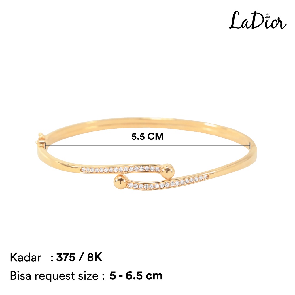 LADIOR - Gelang Oval Emas Asli Kadar 375 Model Tinju Permata Bola Simple – 023 - 8K - Yellow Gold
