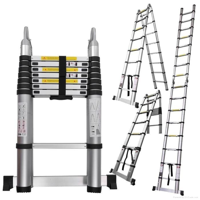 TANGGA DOUBLE TELESKOPIK 5.6 METER/TANGGA LIPAT DOUBLE JLD - KUALITAS TERJAMIN DIKELASNYA