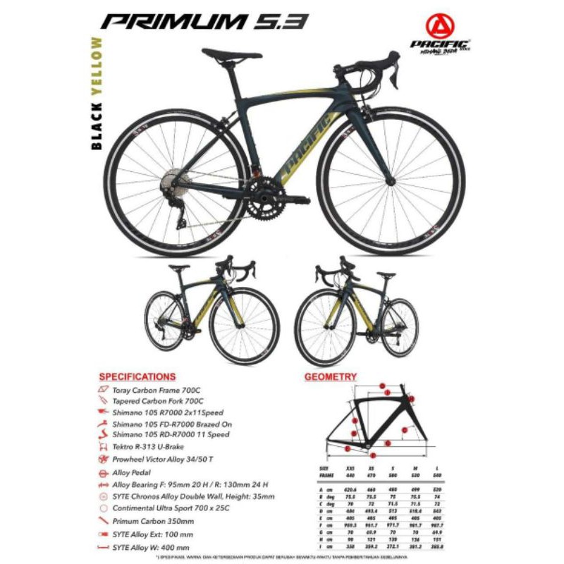 Sepeda Balap Roadbike Pacific Primum 5.3