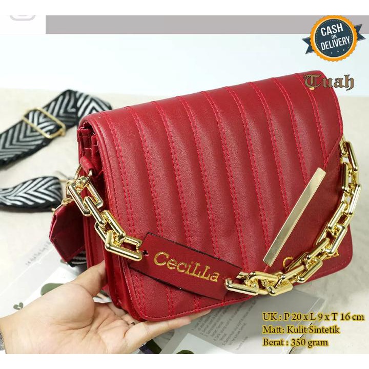 mg tas selempang wanita belah samping rantai gold