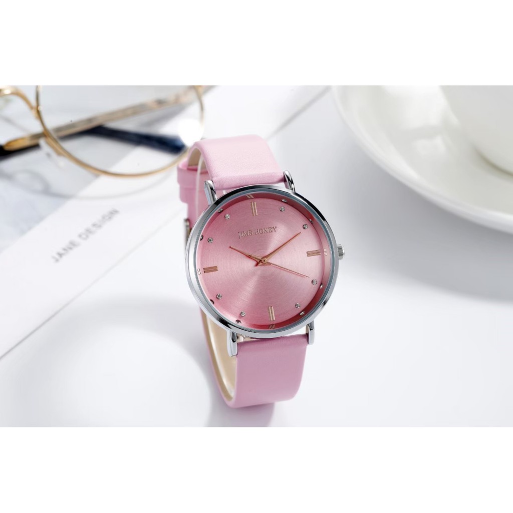Jam 8123 JIMS HONEY ORIGINAL Jam Tangan Wanita Cewek Keren Analog Elegan Masa Kini Aksesoris Murah-L03 Pink
