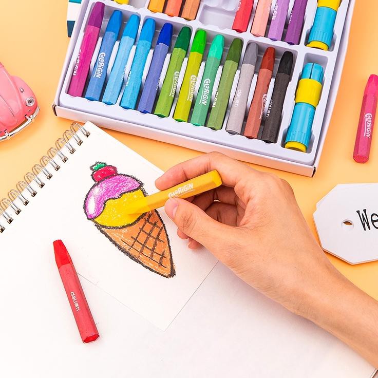 

Ready Stock HHDTB Deli Oil pastel 12/18/24/36 warna cerah dengan pen holder extender dan rautan pens