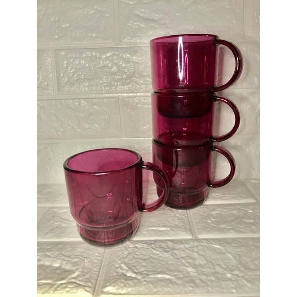 Tupperware Clear Mug Ungu - Cangkir Minum - Gelas Kaca Kristal - Alat dapur - Tempat Minuman - Prelo