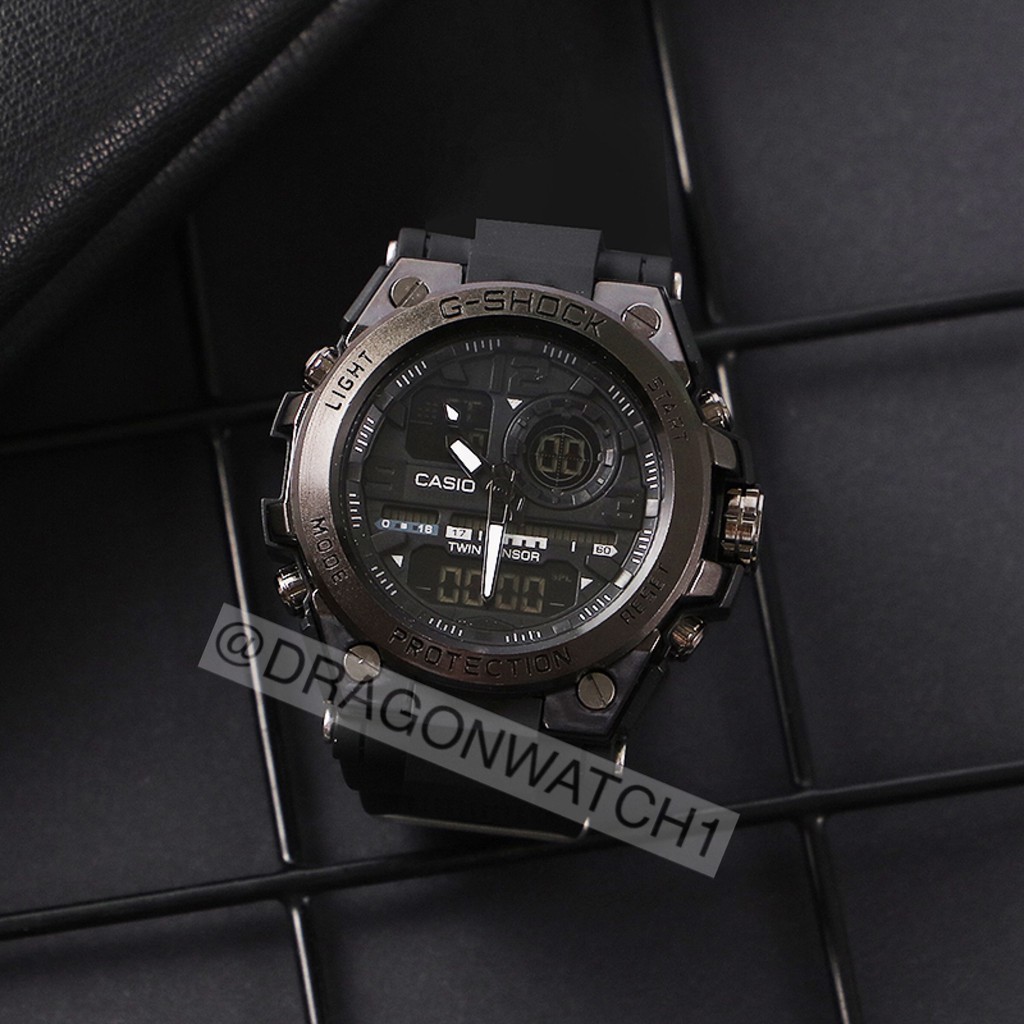 [COD✅] Jam tangan pria Anti air rubber casi0 G-sh0ck G-8600 GST-8600 DUAL-TIME METAL water  S1145