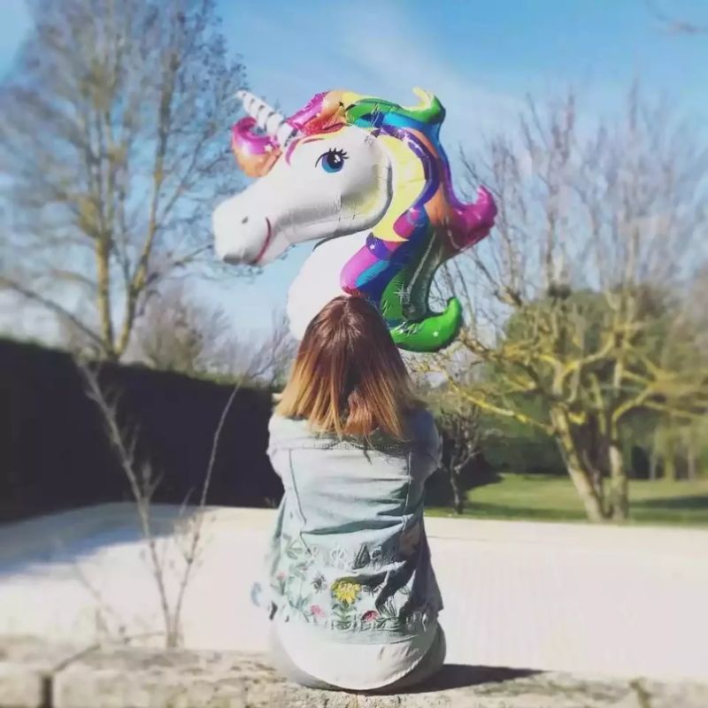 Balon Foil Kepala Unicorn / Pegasus Rainbow Jumbo (100cm)