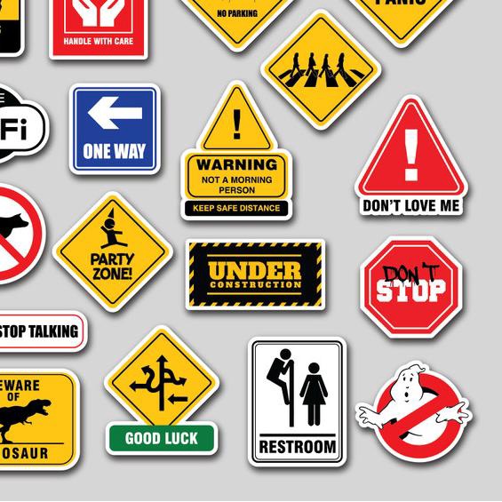 

✼ STICKER PACK FUNNY ROAD SIGNS | STICKER TUMBLR LAPTOP KOPER HELM ➭