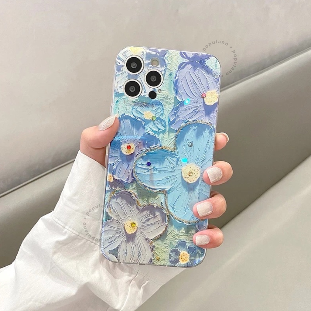 Case iPhone Flower Holo Softcase Casing Motif Bunga Hologram Soft Case Wildflower Gradient