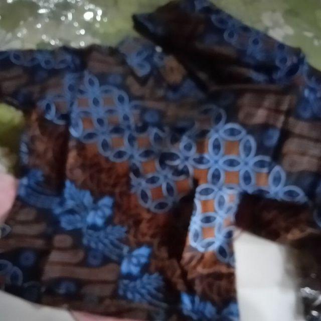 Manuk Peksi Merah Ori Florist Kemeja Batik Panjang Hem Pakaian Pria Seragam Batik Modern Batik Solo