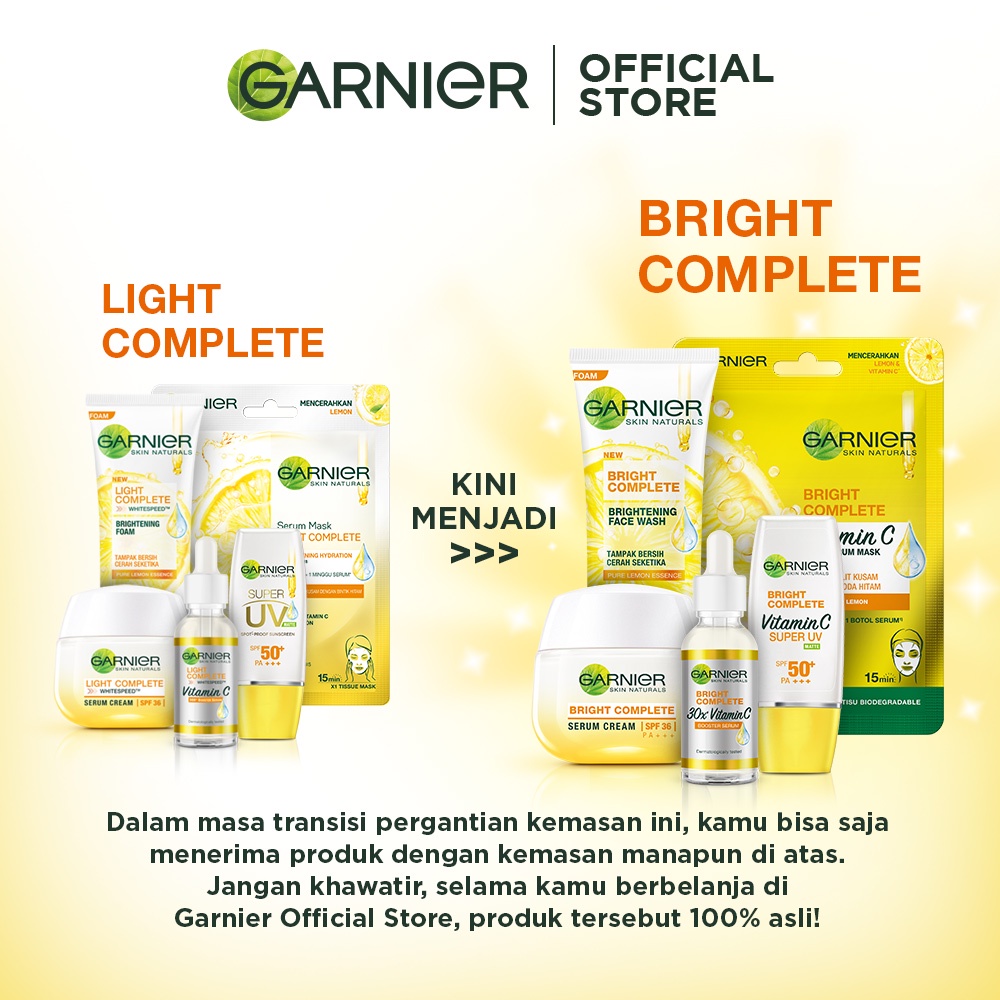 Garnier Bright Complete Vitamin C Serum 30ml + Day & Night Cream - Skincare Moisturizer Kulit Cerah-1