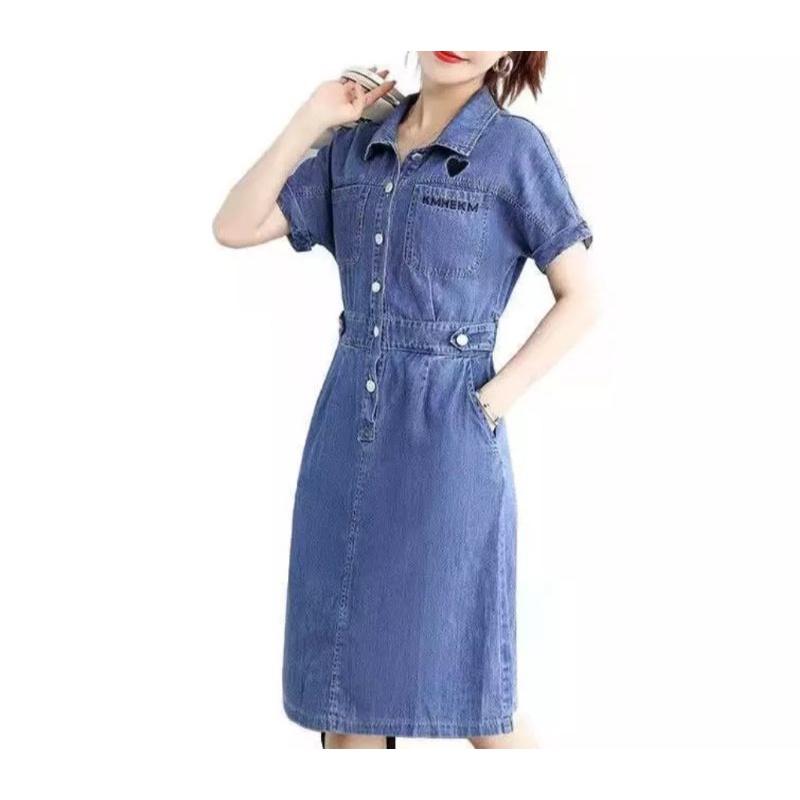 DRESS JEANS WANITA +BORDIR BELAKANG ADA KARET