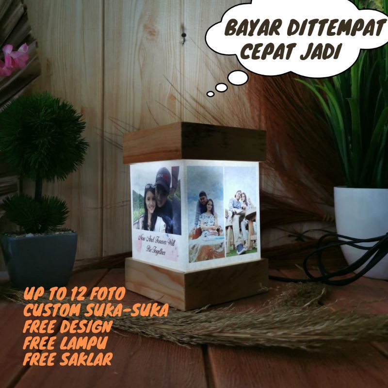 [BAYAR DITEMPAT] Kado Custom Akrilik Anniversary Ulangtahun Pernikahan Lampu Tidur